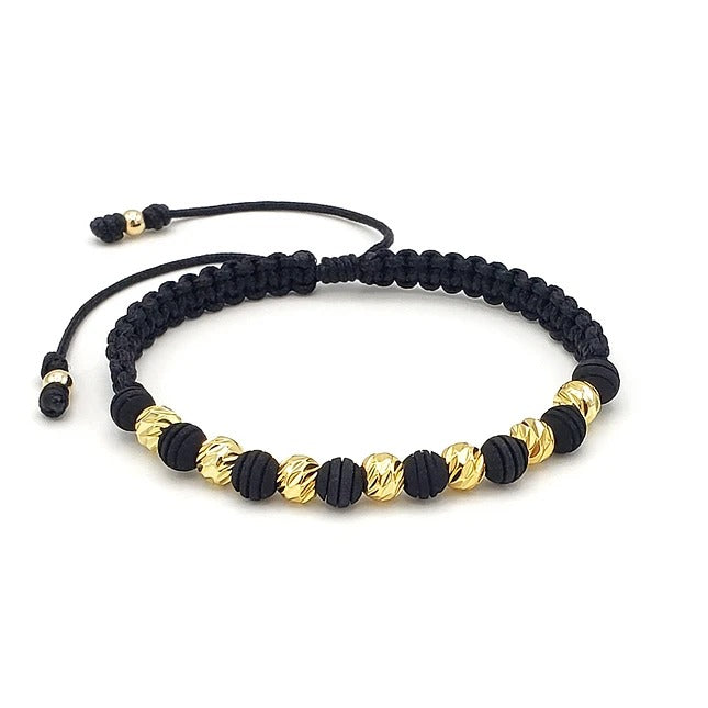 Pulsera Black Oro Laminado 18K Diamantado