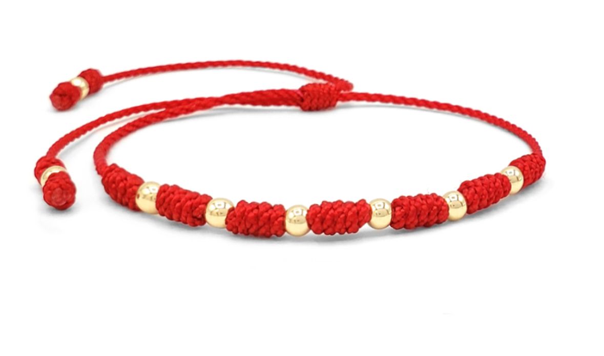 Pulsera roja Oro Laminado 18K Diamantado